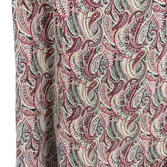 Talbots Petite Pure Silk Paisley Midi A-Line Red Beige Skirt Side Zip sz 10P - Picture 5 of 16